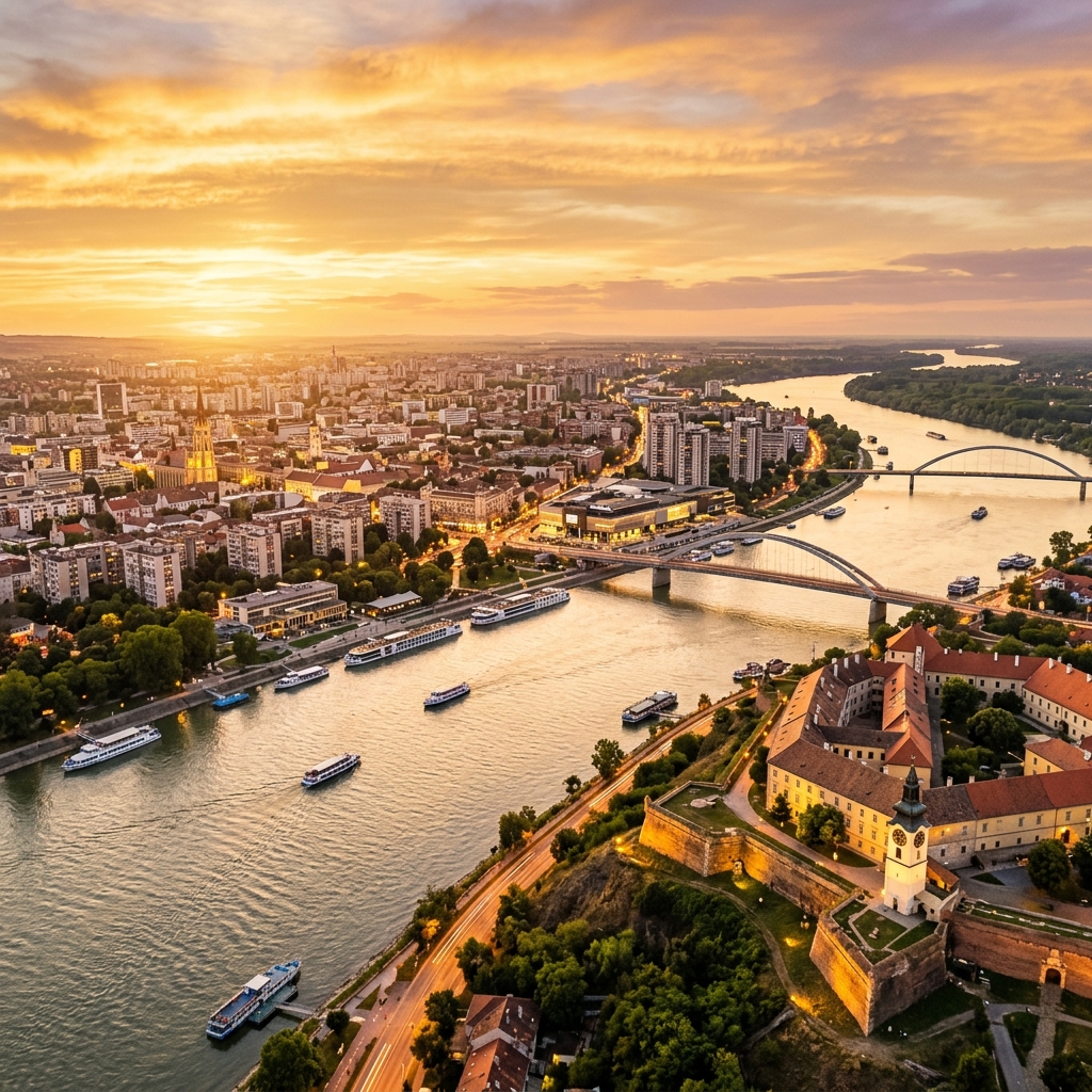 Novi Sad panorama golden hour